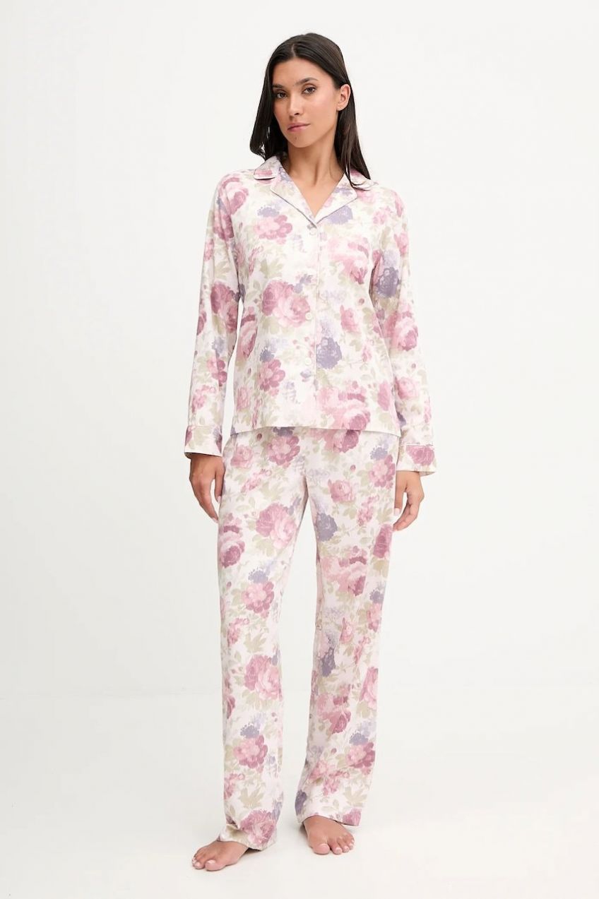 Pyžamo Lauren Ralph Lauren dámske, ružová farba, ILN92449