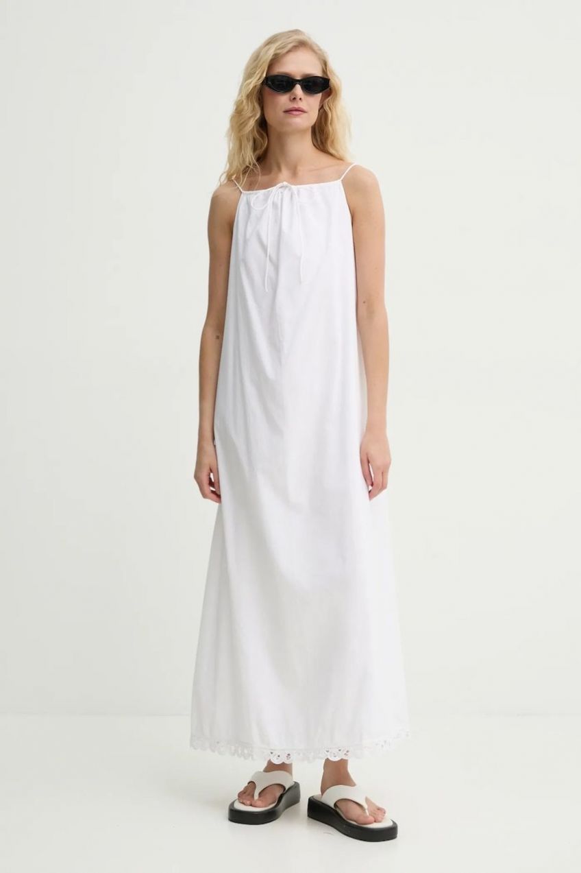 Bavlnené šaty By Malene Birger ELIZABETH biela farba, maxi, rovný strih, 103266