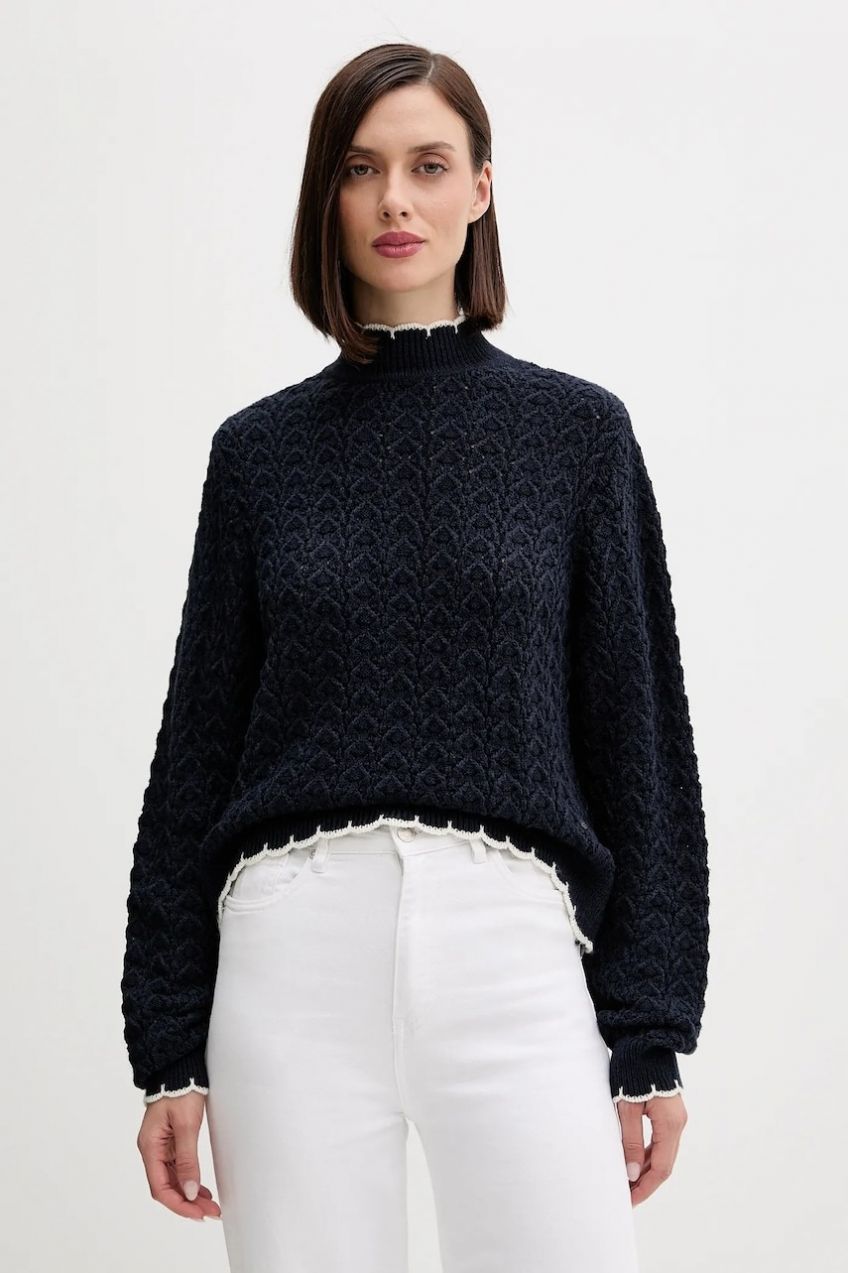 Sveter Pepe Jeans tmavomodrá farba, s polorolákom, PL7000016