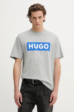 Bavlnené tričko Hugo Blue pánske, čierna farba, s potlačou, 50522376