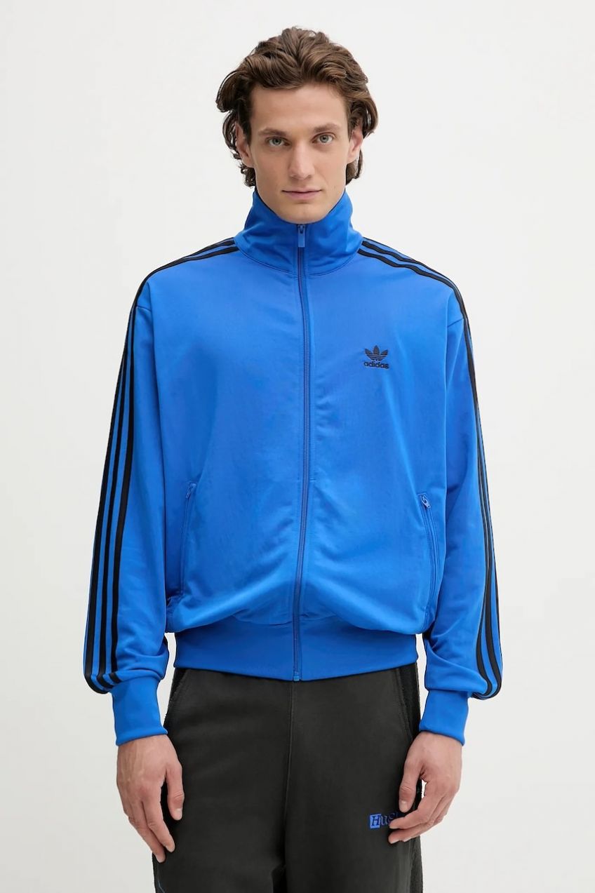 Mikina adidas Originals Firebird modrá farba, s nášivkou, JY1345