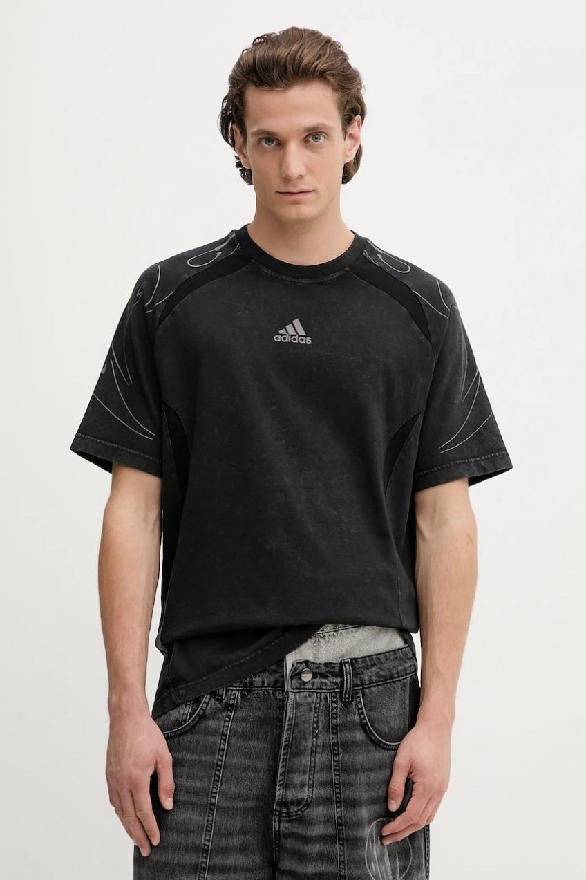 Bavlnené tričko adidas Originals Adilenium Tg Te pánske, čierna farba, s potlačou, KF8538