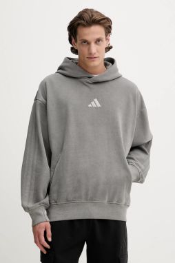 Mikina adidas ALL SZN šedá farba, s kapucňou, jednofarebná, JL6539