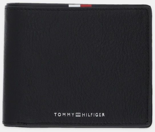Kožená peňaženka Tommy Hilfiger čierna farba, AM0AM13740