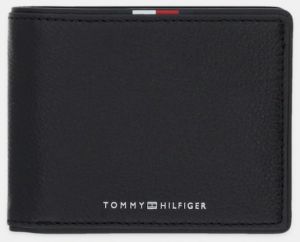 Kožená peňaženka Tommy Hilfiger čierna farba, AM0AM13739