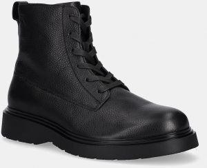 Kožená obuv Calvin Klein COMBAT ESS LACE UP ZIP BOOT LTH čierna farba, YM0YM01373