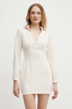 Šaty Elisabetta Franchi béžová farba, mini, rovný strih, AB67646E2