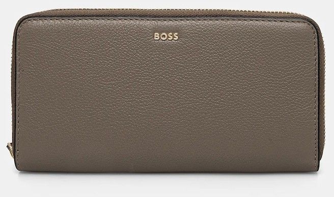 Kožená peňaženka BOSS dámska, hnedá farba, 50523659