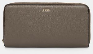 Kožená peňaženka BOSS dámska, hnedá farba, 50523659