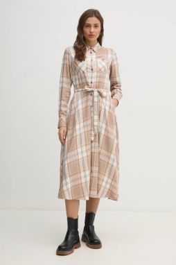 Šaty Barbour béžová farba, midi, áčkový strih, LDR0859