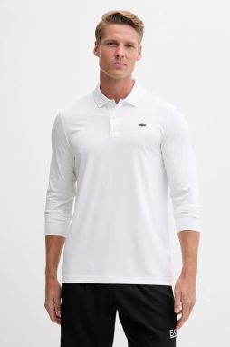 Tričko s dlhým rukávom Lacoste biela farba, jednofarebné, DH2615