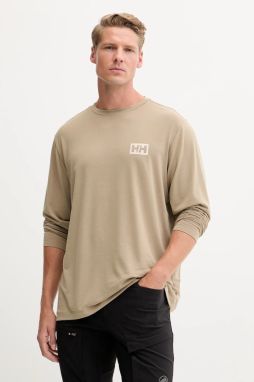 Športové tričko s dlhým rukávom Helly Hansen SKOG zelená farba, s potlačou, 63407