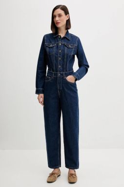 Rifľový overal Pepe Jeans modrá farba, bavlnený, s golierom, PL2300002