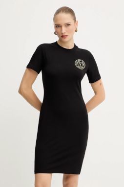 Šaty Versace Jeans Couture čierna farba, mini, rovný strih, 79HAOT00 CJ03T