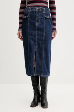 Rifľová sukňa Pepe Jeans modrá farba, maxi, rovný strih, PL9011869