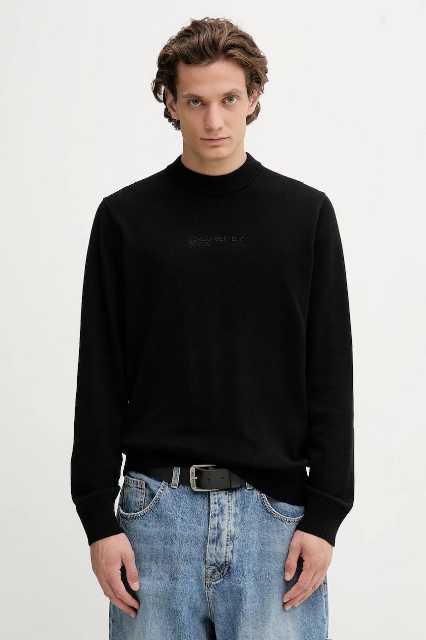Bavlnený sveter Karl Lagerfeld Jeans čierna farba, ľahký, A4M18033