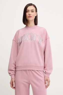 Mikina Dkny ružová farba, s nášivkou, DP5T1462
