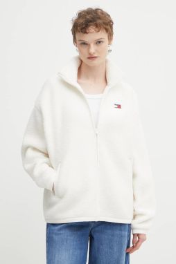 Fleecová mikina Tommy Jeans béžová farba, jednofarebná, DW0DW21596
