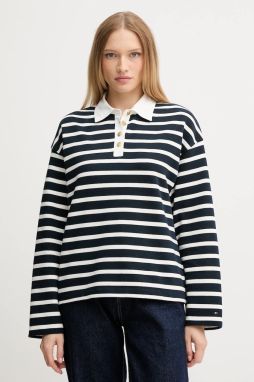 Bavlnená mikina Tommy Hilfiger tmavomodrá farba, vzorovaná, WW0WW47457