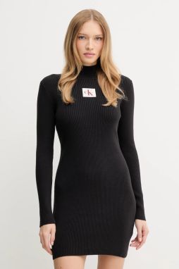 Šaty Calvin Klein Jeans čierna farba, mini, priliehavé, LV047D308G