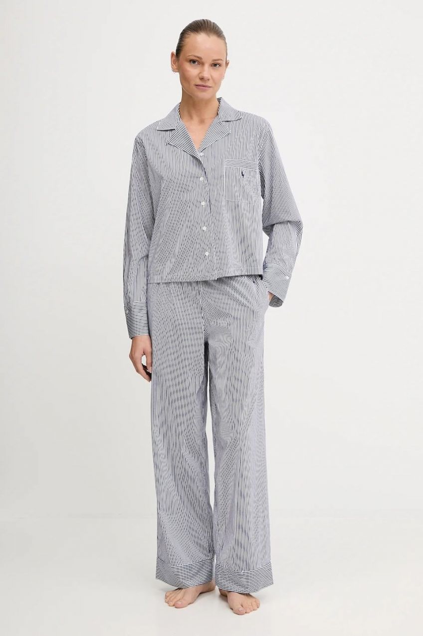 Bavlnené pyžamo Polo Ralph Lauren biela farba, bavlnené, 4P8004