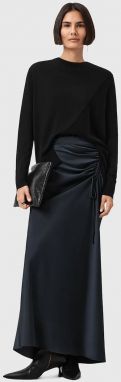 Sukňa AllSaints ALEXIA čierna farba, maxi, rovný strih, W051RB
