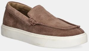 Semišové mokasíny Calvin Klein MOCCASIN SUEDE pánske, hnedá farba, HM0HM01794