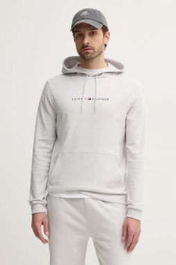 Mikina Tommy Hilfiger pánska, šedá farba, s kapucňou, s nášivkou, UM0UM03506