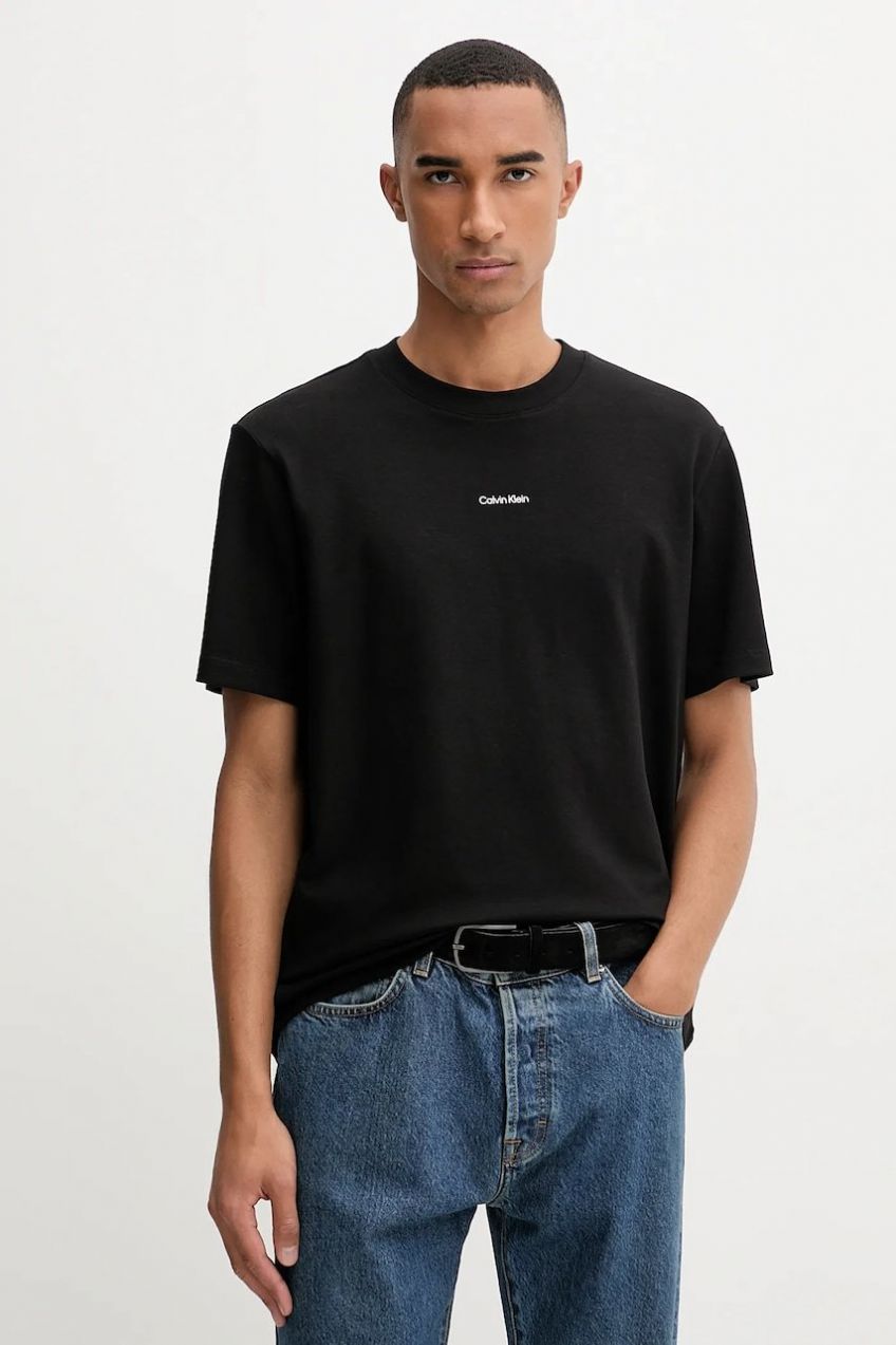 Tričko Calvin Klein pánske, čierna farba, jednofarebné, LV04LC241G