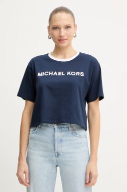 Bavlnené tričko MICHAEL Michael Kors dámske, tmavomodrá farba, MF551WN2ZU