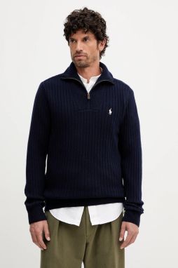 Vlnený sveter Polo Ralph Lauren tmavomodrá farba, s rolákom, 710974167