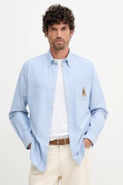 Bavlnená košeľa Polo Ralph Lauren modrá farba, regular, s golierom button-down, 710P00526