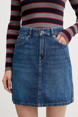 Rifľová sukňa Pepe Jeans modrá farba, mini, rovný strih, PL9011244A2