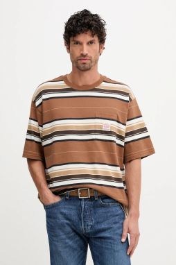 Bavlnené tričko Levi's pánske, hnedá farba, vzorované, A5850