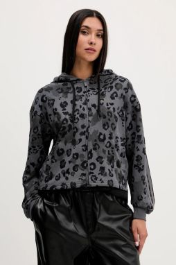 Mikina adidas Animal šedá farba, s kapucňou, vzorovaná, JM1859