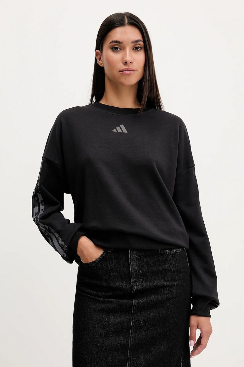 Mikina adidas Animal čierna farba, s nášivkou, JM1835