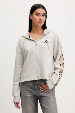 Mikina adidas Animal béžová farba, s kapucňou, s nášivkou, JM1860