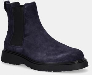 Kožené topánky chelsea Calvin Klein COMBAT ESS CHELSEA BOOT SU tmavomodrá farba, YM0YM01372