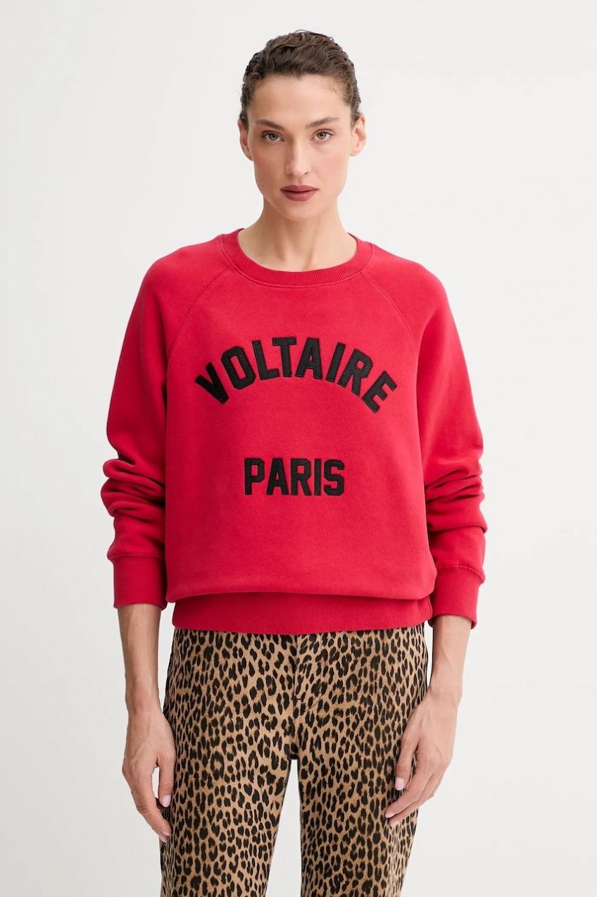 Mikina ZADIG&VOLTAIRE červená farba, s nášivkou, JWSS01674