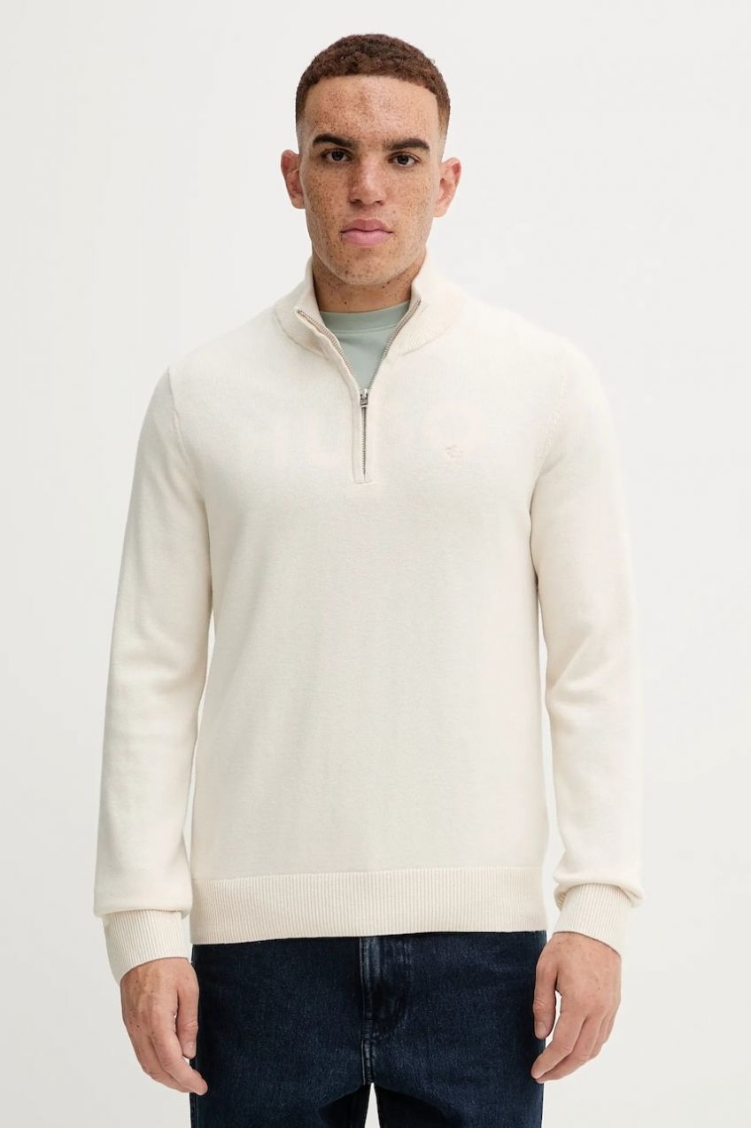 Sveter Abercrombie & Fitch béžová farba, s polorolákom, KI120-5139-150