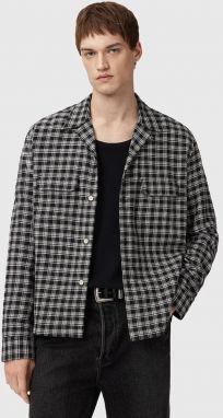 Bavlnená košeľa AllSaints HORTON čierna farba, regular, M035SD