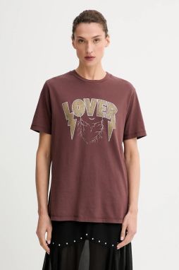 Bavlnené tričko ZADIG&VOLTAIRE dámske, hnedá farba, JWTS02814