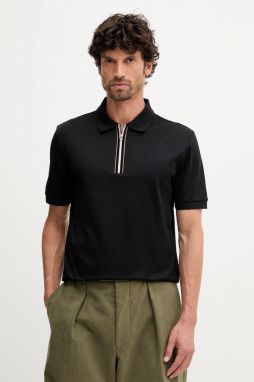 Bavlnené polo tričko BOSS čierna farba, s nášivkou, 50543880