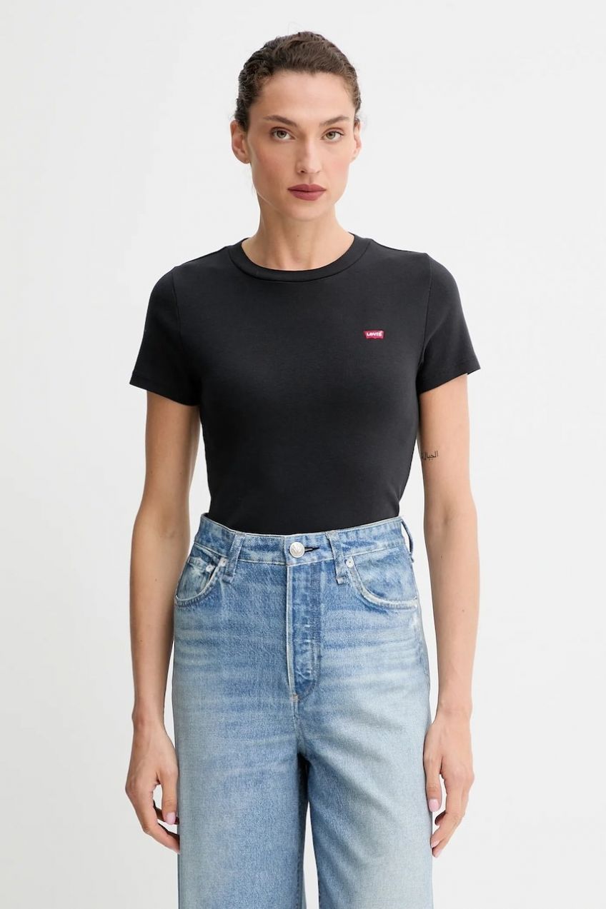 Bavlnené tričko Levi's 2-pak dámske, čierna farba, 004AO