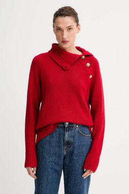 Kašmírový sveter ZADIG&VOLTAIRE červená farba, teplé, s rolákom, KWSW02793