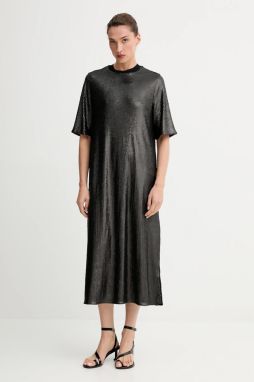 Šaty AllSaints ANNA čierna farba, midi, rovný strih, W066DD