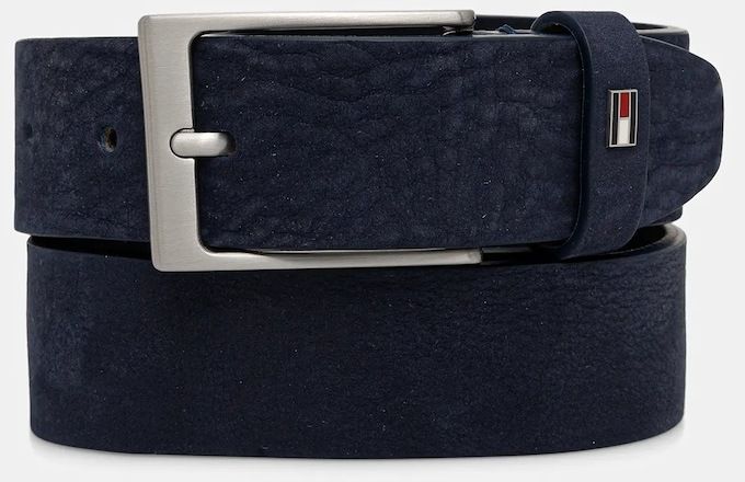 Semišový opasok Tommy Hilfiger tmavomodrá farba, AM0AM13754