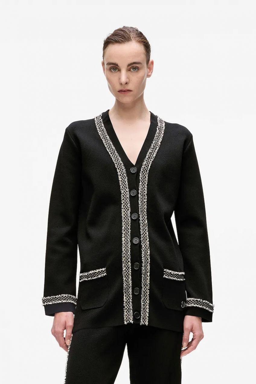 Kardigán Karl Lagerfeld čierna farba, A4W18036