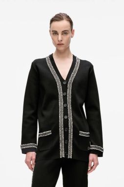Kardigán Karl Lagerfeld čierna farba, A4W18036