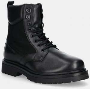 Členkové topánky Tommy Jeans TJM LACE UP HIGH čierna farba, EM0EM01627